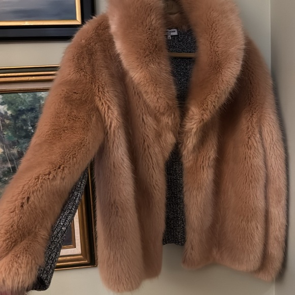 Opening Ceremony Nude Pink Faux Fur Size M Medium Glinda Wicked costume coat - Picture 4 of 7